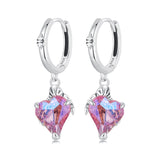 925 Sterling Silver Earrings with Transparent Glass, 28x9mm, Women's Jewelry