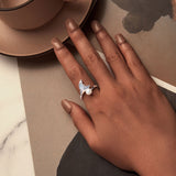 925 Sterling Silver Ring with Shell Pearl and Transparent Glass