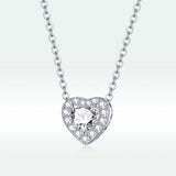 925 Sterling Silver Adjustable Cubic Zirconia Pendant Necklace for Women