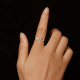 925 Sterling Silver Moissanite 0.5ct & 0.2ct Ring in Size E for Women