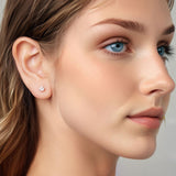 925 Sterling Silver White Gold Plated Earrings 0.5cm with CZ