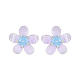 925 Sterling Silver Opal 8mm Earrings for Women