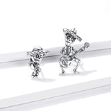 S925 Oxidized Silver Earrings Size 1.5*1cm, 2.4*1.3cm for Women