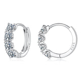 925 Sterling Silver White Gold Plated 0.10 Ct Moissanite CZ 1.1 cm Hoop Earrings for Women