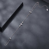 925 Sterling Silver White Gold Plated Moissanite Bracelet, 15+6cm, for Women