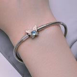 925 Sterling Silver Moonstone Bracelet 17.0 cm Pavé Setting for Women
