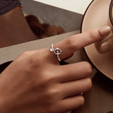 925 Sterling Silver & White Gold Pave Setting Moonstone Ring for Women