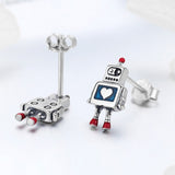 925 Sterling Silver 1.3cm Oxidized Enamel Earrings for Women