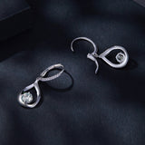 925 Sterling Silver Moissanite 0.5ct Earrings with Pavé Setting, Size 30*11mm for Women