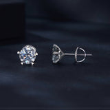 925 Sterling Silver Moissanite 0.50 Carat Earrings 6.0mm for Women