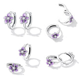 925 Sterling Silver Enamel Earrings with CZ - 1.2x0.7cm, Oxidized Finish for Women