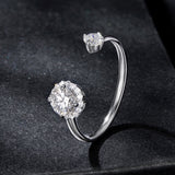 925 Sterling Silver Moissanite 0.5ct & 0.2ct Ring in Size E for Women