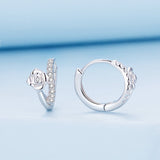 925 Sterling Silver Platinum Plated Pavé CZ Earrings