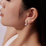 925 Sterling Silver White Gold Plated 1.6cm Hoop Earrings with Synthetic Pearl for Women