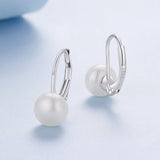 925 Sterling Silver White Gold Plated Freshwater Pearl Earrings for Women