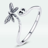 925 Sterling Silver Dragonfly Ring for Women