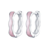925 Sterling Silver Earrings with Enamel in White Gold Finish - 13*3mm for Women