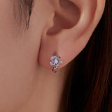 925 Sterling Silver White Gold Plated Enamel CZ Hoop Earrings for Women