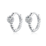 925 Sterling Silver Earrings with Pavé Setting CZ - 1cm for Women