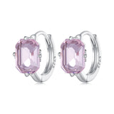 925 Sterling Silver Earrings with Transparent Glass, 12x7mm, for Women