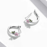 925 Sterling Silver Enamel Oxidized Silver Earrings for Women - 1.5x0.7cm