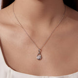 925 Sterling Silver 1 Carat Moissanite Necklace with White Gold Plating - 40+5cm Length for Women