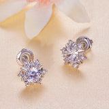 925 Sterling Silver 5.0mm Moissanite Earrings with CZ, 1.0cm for Women