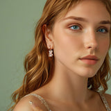 925 Sterling Silver Earrings with Pavé Setting CZ and Resin - 2.8 x 1.1 cm - Women's Fashion