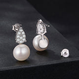 925 Sterling Silver 0.023 Carat Moissanite & Freshwater Pearl Earrings for Women