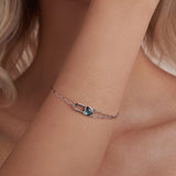 925 Sterling Silver Aquamarine Bracelet for Women