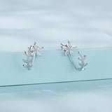 925 Sterling Silver Plated Platinum Earrings with CZ