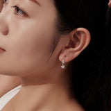 925 Sterling Silver Earrings with Pavé Setting CZ, White Gold Plating, 2.1*0.6cm, for Women
