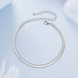925 Sterling Silver 15+6cm White Gold Plated Bracelet for Women