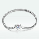 925 Sterling Silver Moonstone Bracelet 17cm for Women