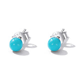 925 Sterling Silver Turquoise Earrings 0.4cm for Women