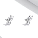 925 Sterling Silver Earrings with Pavé Setting CZ and Platinum Plating - 0.5cm for Women