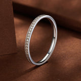 925 Sterling Silver 1.0mm Moissanite Platinum Plated Ring Size 5 for Women