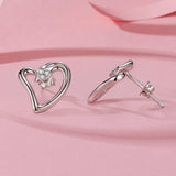 925 Sterling Silver Earrings with CZ in White Gold Plating - 1.4x1.2cm for Women