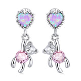 925 Sterling Silver Earrings with Translucent Opal and CZ for Women