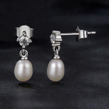925 Sterling Silver Moissanite 0.10 Carat Earrings with Freshwater Pearl for Women