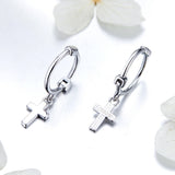 925 Sterling Silver Earrings Plated Platinum 1.9*0.5cm for Women