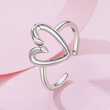 925 Sterling Silver Oxidized Silver Heart Ring for Women