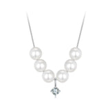 925 Sterling Silver Moissanite & Quality Shell Pearl Adjustable Necklace for Women