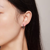 925 Sterling Silver Enamel Black Gold Earrings for Women
