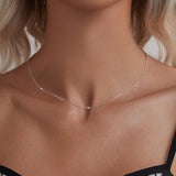 925 Sterling Silver Necklace with White Gold Plating, Length 40+5cm, Chain Thickness 0.08cm, for Women