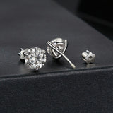 925 Sterling Silver Moissanite Earring 0.7cm White Gold Plated for Women