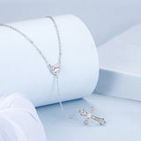 925 Sterling Silver White Gold Plated Necklace with CZ Pavé Setting for Women