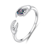 925 Sterling Silver Transparent Glass Oxidized Silver Ring for Women
