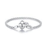 925 Sterling Silver Pavé Setting CZ Bracelet Size 17.0 for Women