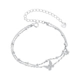 925 Sterling Silver Bracelets with Platinum Plating and CZ Stones - 150+60mm